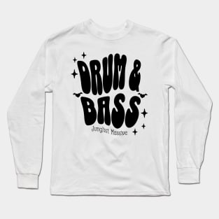 DRUM AND BASS  - Y2K Warped Text (Black) Long Sleeve T-Shirt